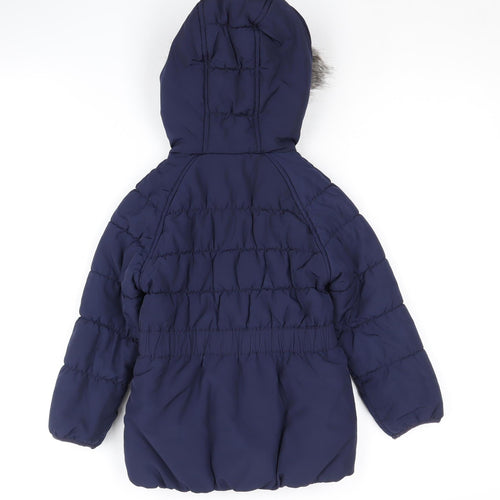 Joules Girls Blue Puffer Jacket, Hooded Coat 3 Years