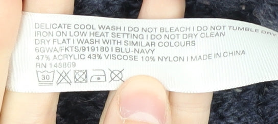 Fat Face Women's Blue Cable-Knit Open Front Cardigan Size 10