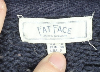 Fat Face Women's Blue Cable-Knit Open Front Cardigan Size 10