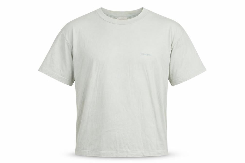 Front view of Wrangler Men's Beige Medium Crew Neck T-Shirt
