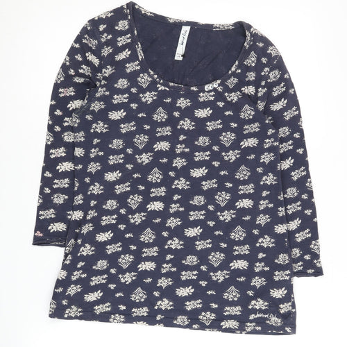 Weird Fish Women's Blue Floral Long Sleeve Top Size 10