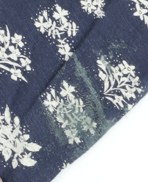 Weird Fish Women's Blue Floral Long Sleeve Top Size 10