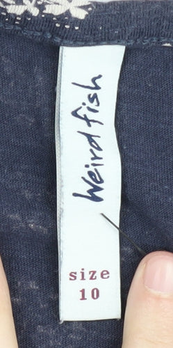 Weird Fish Women's Blue Floral Long Sleeve Top Size 10