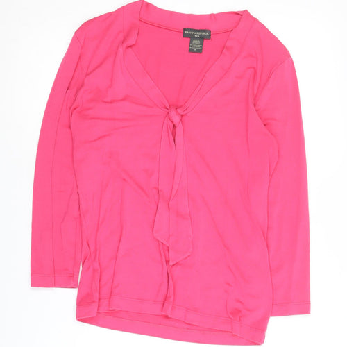 Banana Republic Women's Pink V-Neck Blouse Medium
