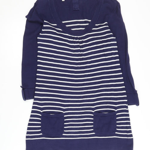 Laura Ashley Women's Blue Striped Tunic Jumper UK 12