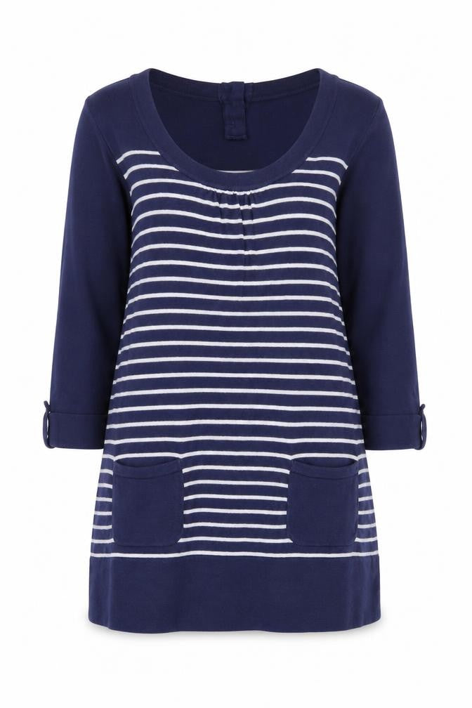 Laura Ashley Women's Blue Striped Tunic Jumper UK 12