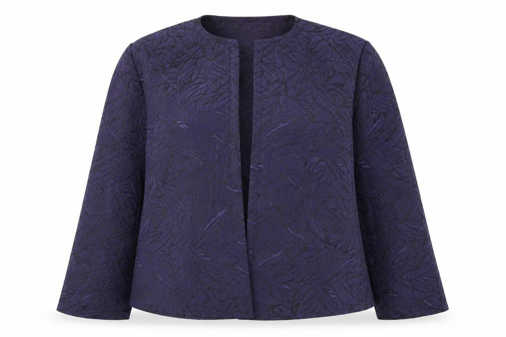 Front view of Eastex Women's Purple Jacquard Blazer -, size 12