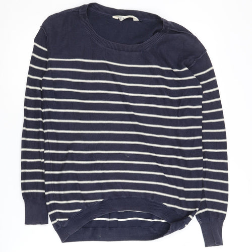 Fat Face Women's Blue Striped Pullover Jumper - Size 8
