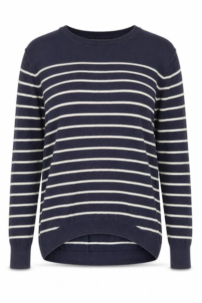 Front view of FatFace Women's Blue Striped jumper -, size 8