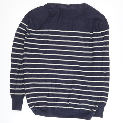 Fat Face Women's Blue Striped Pullover Jumper - Size 8