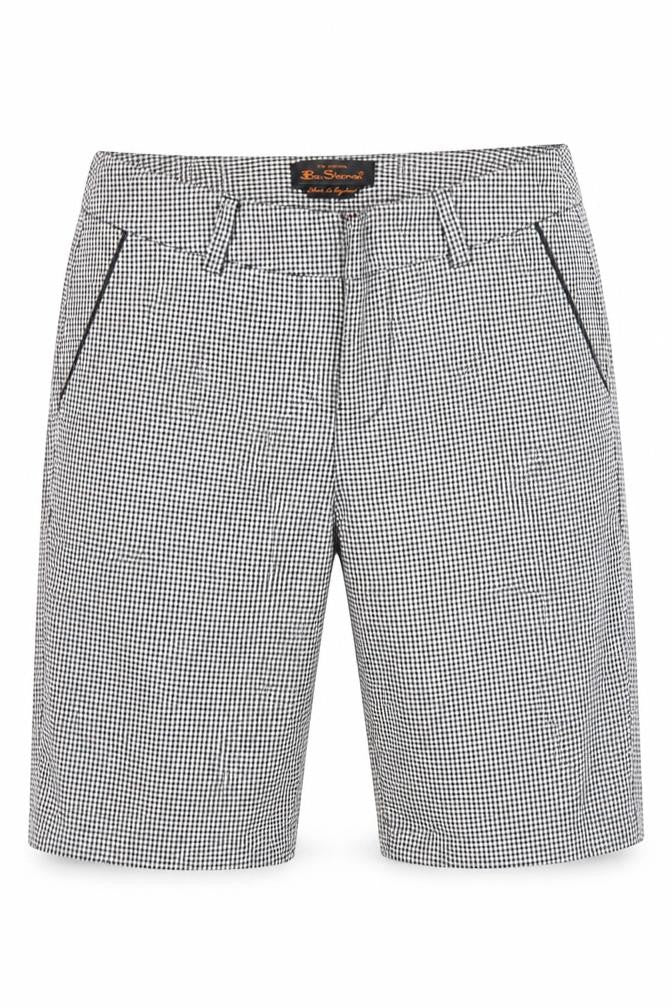 Front view of Ben Sherman Men's XS Black Check Shorts