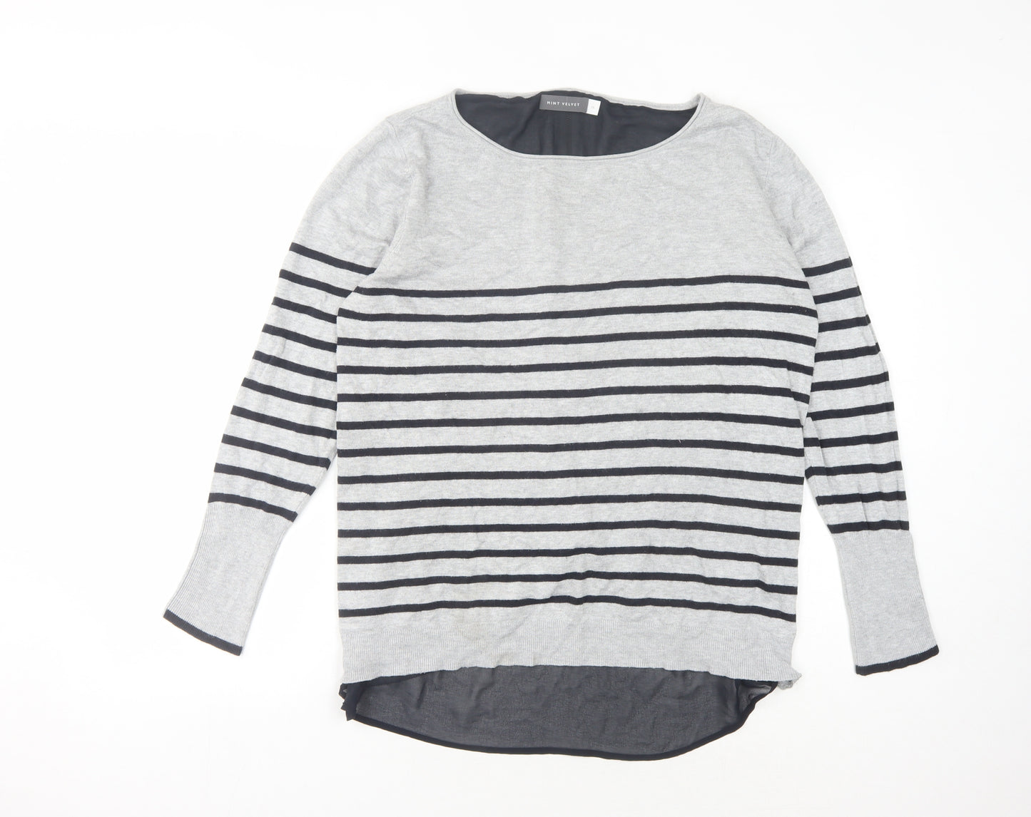 Mint Velvet Women's Grey Striped Pullover Jumper Size 16