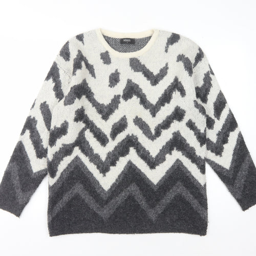 Klass Women's Grey Geometric Knit Jumper Size S