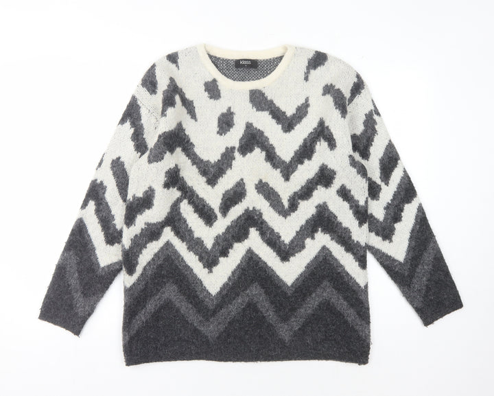 Klass Women's Grey Geometric Knit Jumper Size S