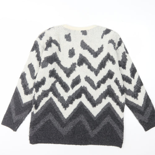 Klass Women's Grey Geometric Knit Jumper Size S