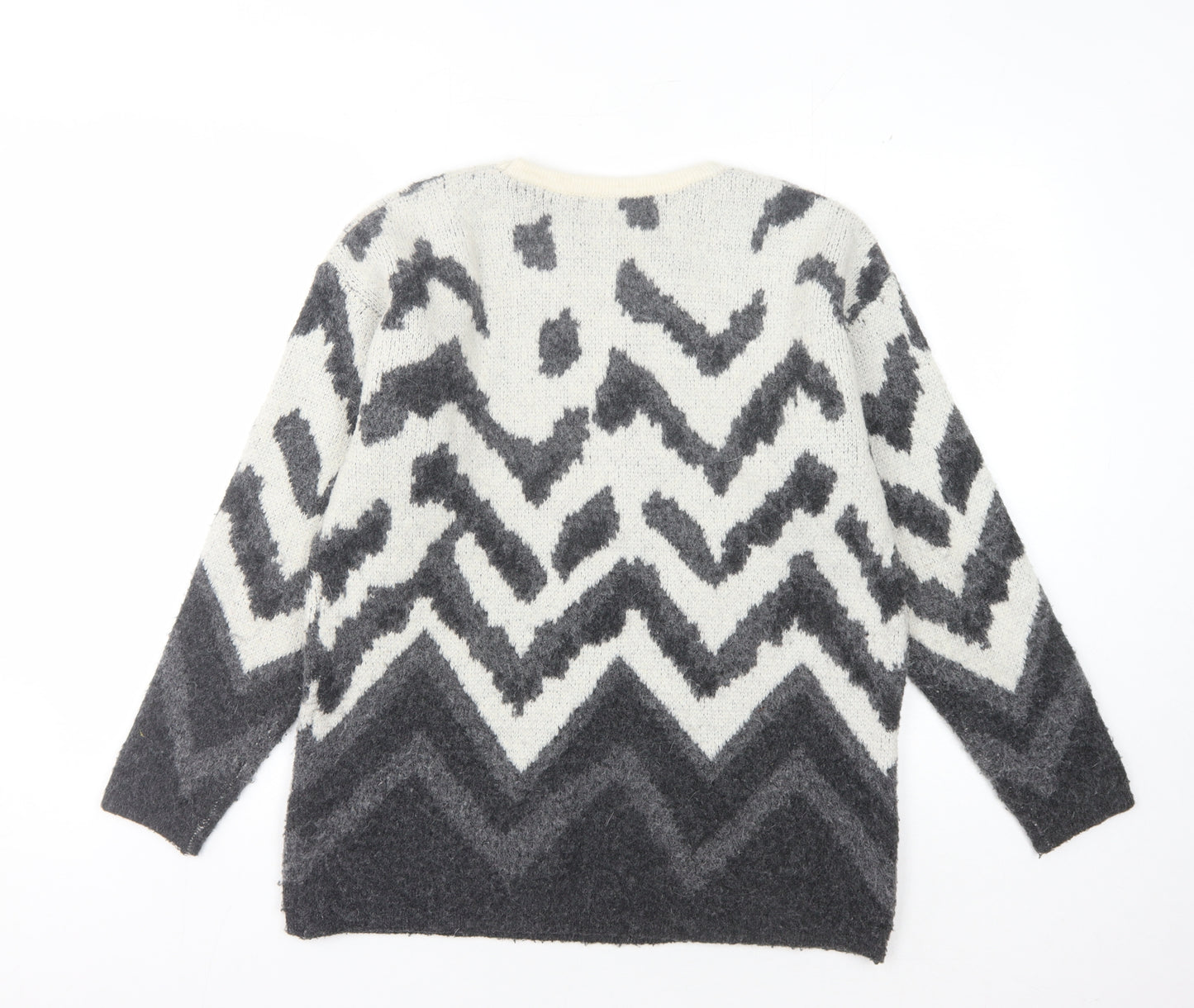 Klass Women's Grey Geometric Knit Jumper Size S