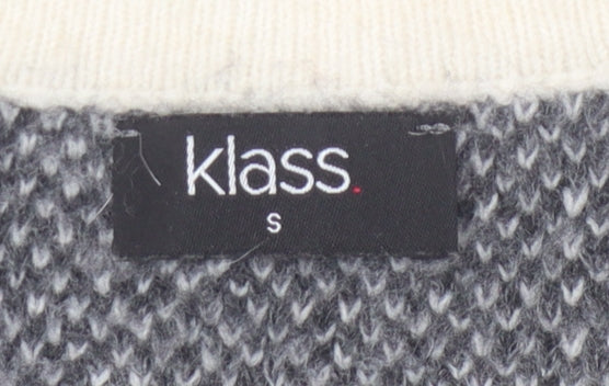 Klass Women's Grey Geometric Knit Jumper Size S