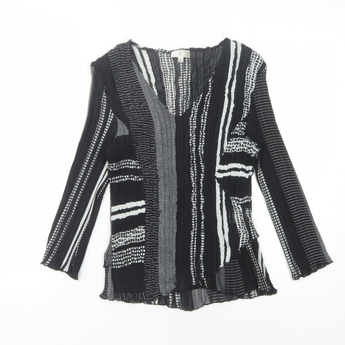 CC Women's Black Striped Blouse M - Elegant and Stylish