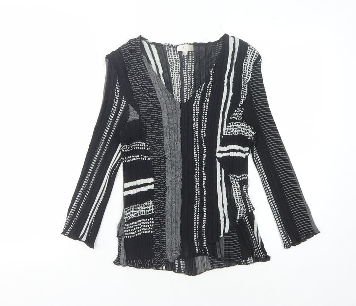 CC Women's Black Striped Blouse M - Elegant and Stylish
