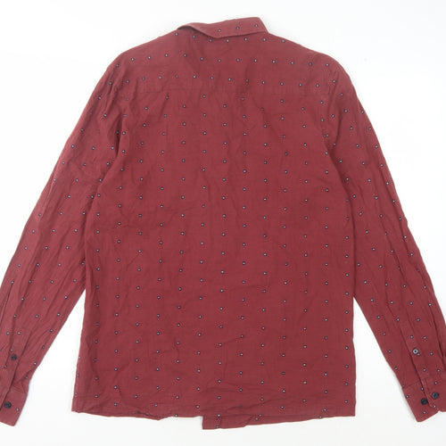 Weekend Offender Men's Red Geometric Cotton Shirt M