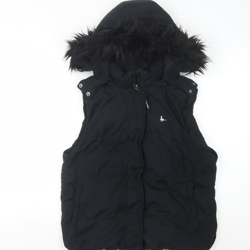 Jack Wills Women's Black Hooded Waistcoat, Size 10
