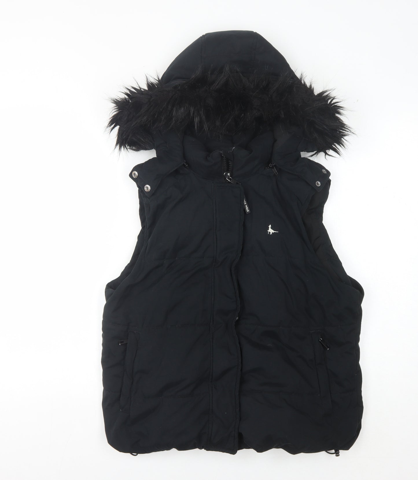 Jack Wills Women's Black Hooded Waistcoat, Size 10