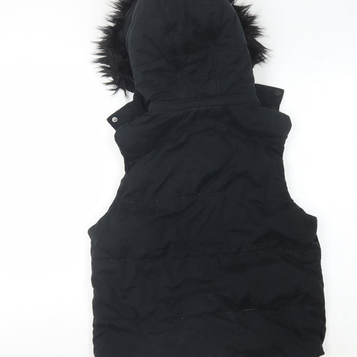 Jack Wills Women's Black Hooded Waistcoat, Size 10