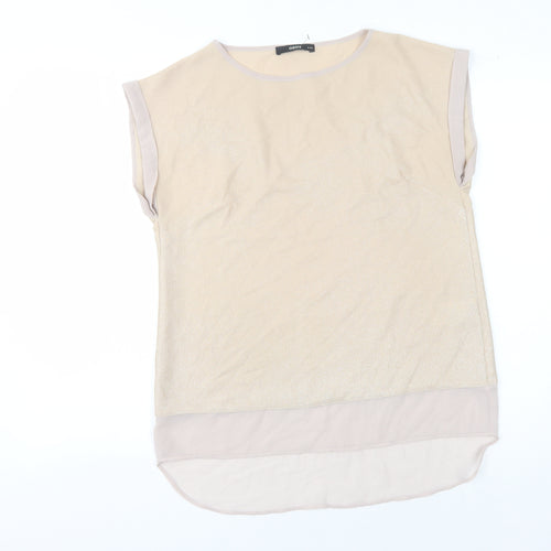 Oasis Women Beige Blouse, Size 6, Casual Crew Neck