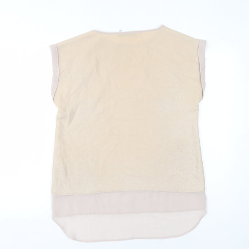 Oasis Women Beige Blouse, Size 6, Casual Crew Neck