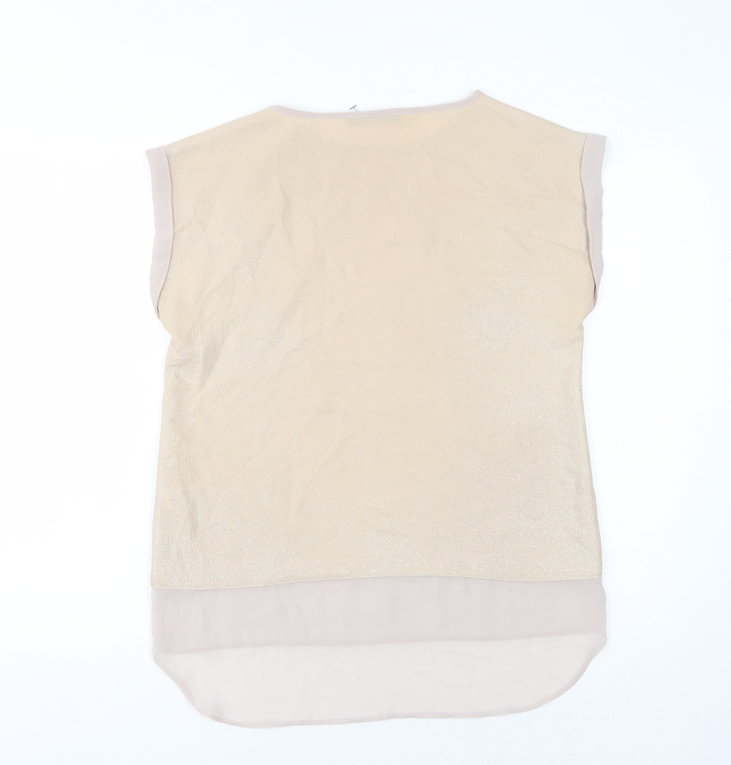 Oasis Women Beige Blouse, Size 6, Casual Crew Neck