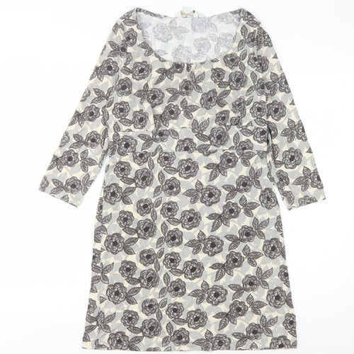 Boden Women's Multicoloured Floral Dress, Size 6, 3/4 Sleeve