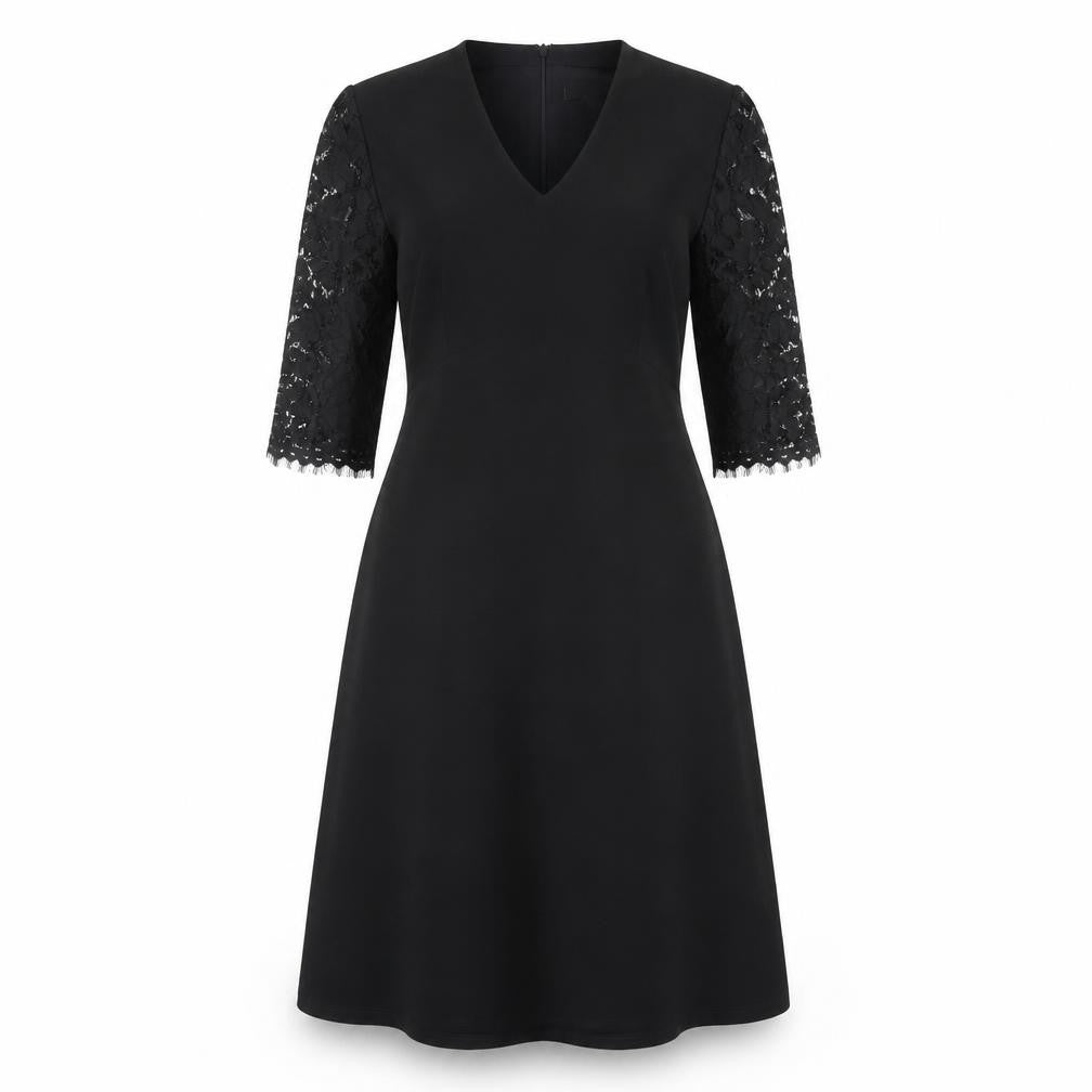 Front view of Precis Women's Black V-Neck Dress, size 12