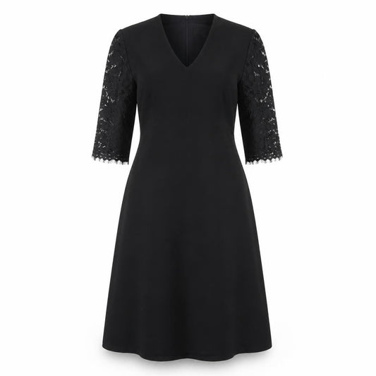 Front view of Precis Women's Black V-Neck Dress, size 12
