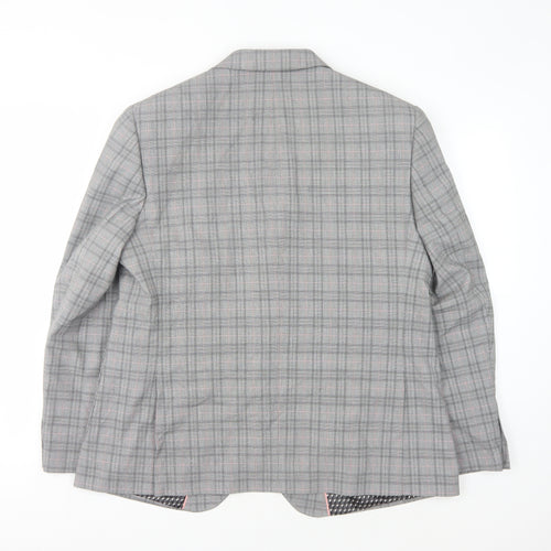 Marks and Spencer Men's Grey, Pink & White Plaid Blazer XL