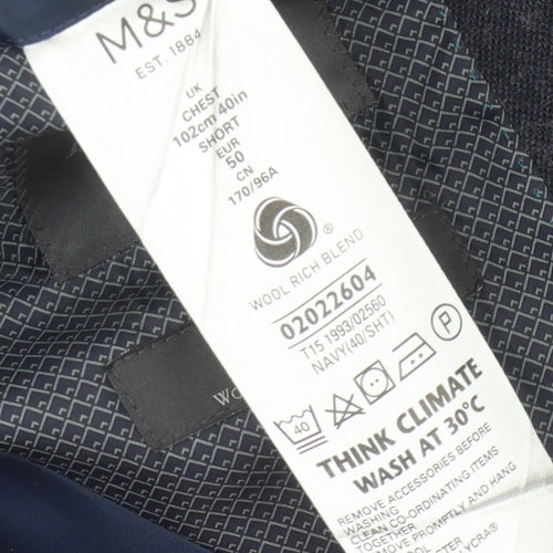 Marks and Spencer Men's Blue Blazer 40 Short