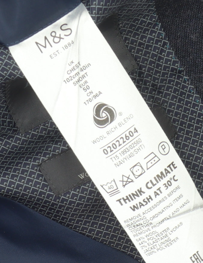 Marks and Spencer Men's Blue Blazer 40 Short