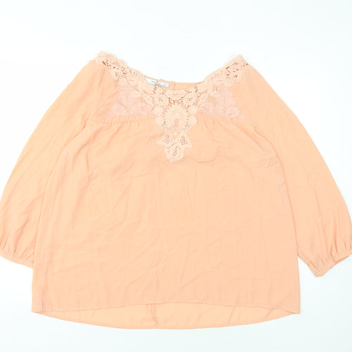 Mango Women's Peach Off Shoulder Blouse Size 12