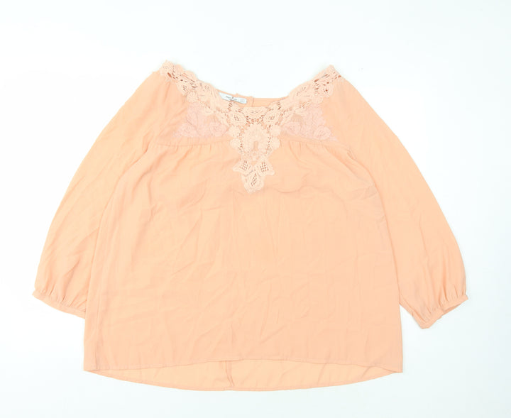 Mango Women's Peach Off Shoulder Blouse Size 12