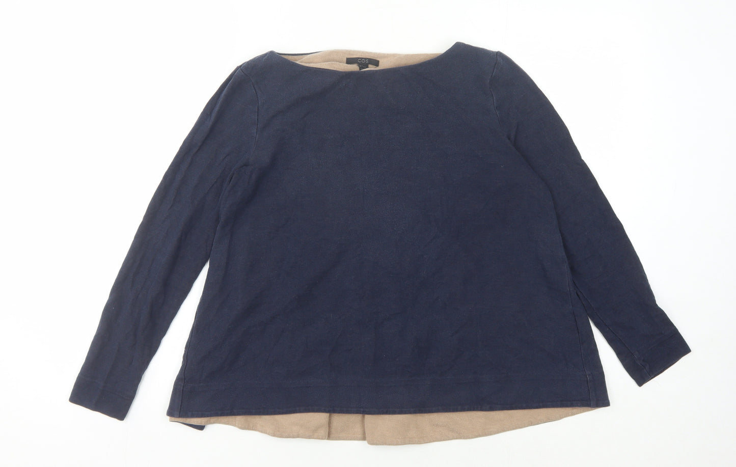 COS Women's Blue Boat Neck Top - Size S