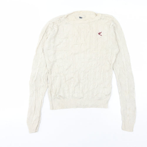BLONDE BLONDE Women's Beige Cable-Knit Jumper Size 8