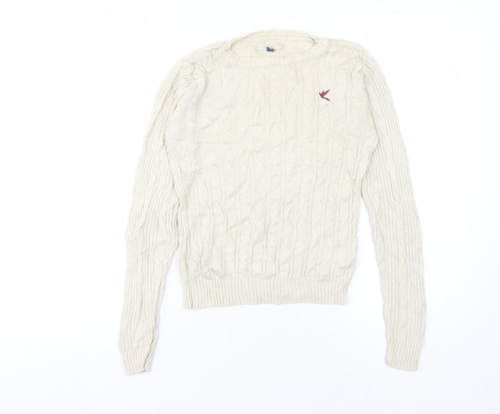 BLONDE BLONDE Women's Beige Cable-Knit Jumper Size 8