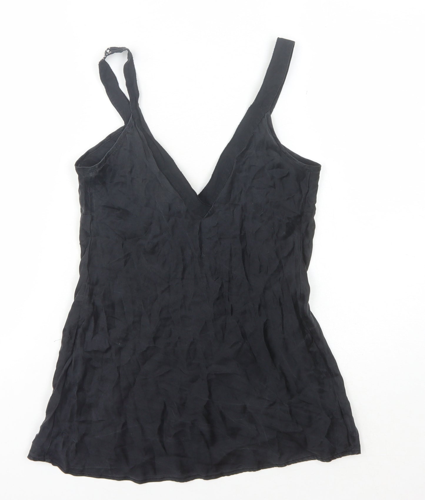 Warehouse Black Silk Camisole with Rhinestones, Size 10