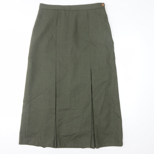 Country Collection Women's Green Wool Midi Skirt, Size 14