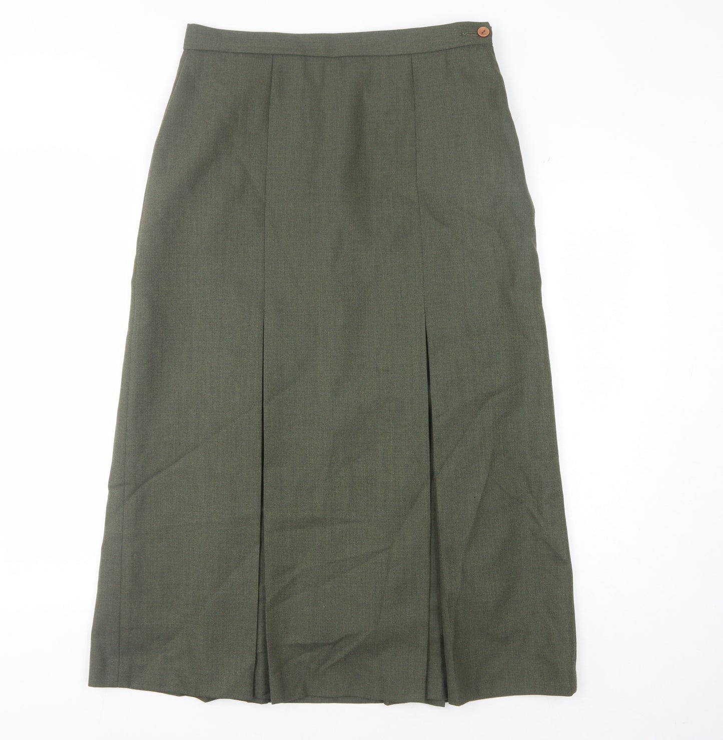 Country Collection Women's Green Wool Midi Skirt, Size 14