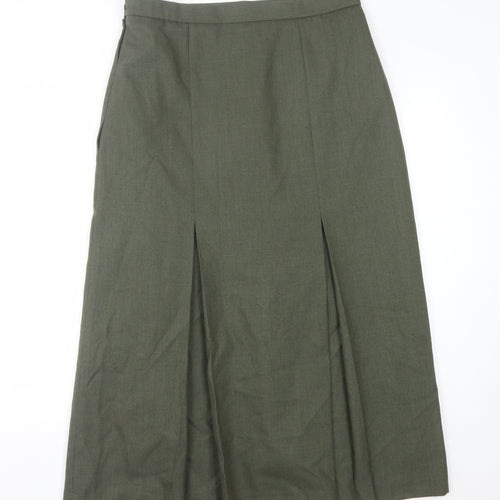 Country Collection Women's Green Wool Midi Skirt, Size 14