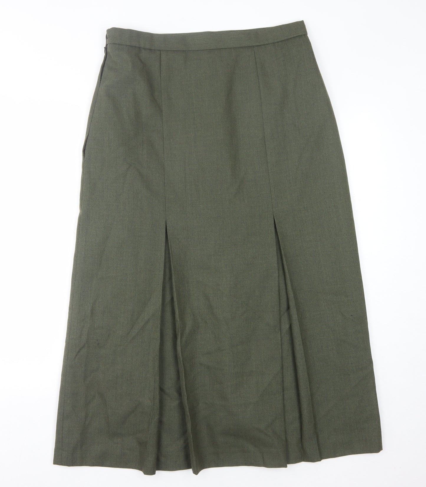 Country Collection Women's Green Wool Midi Skirt, Size 14