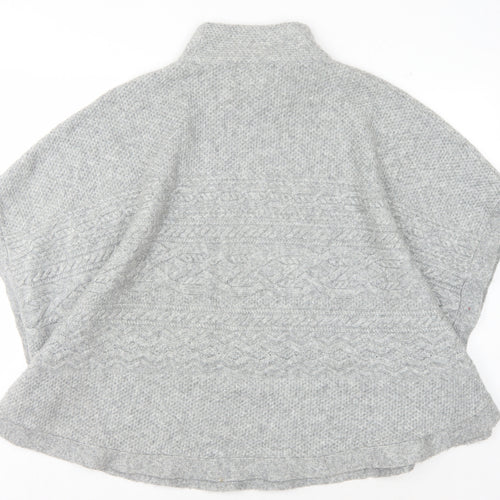 White Stuff Women's Grey Cape Jumper Large Mock Neck