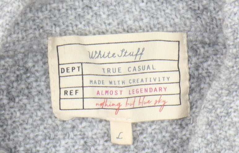 White Stuff Women's Grey Cape Jumper Large Mock Neck