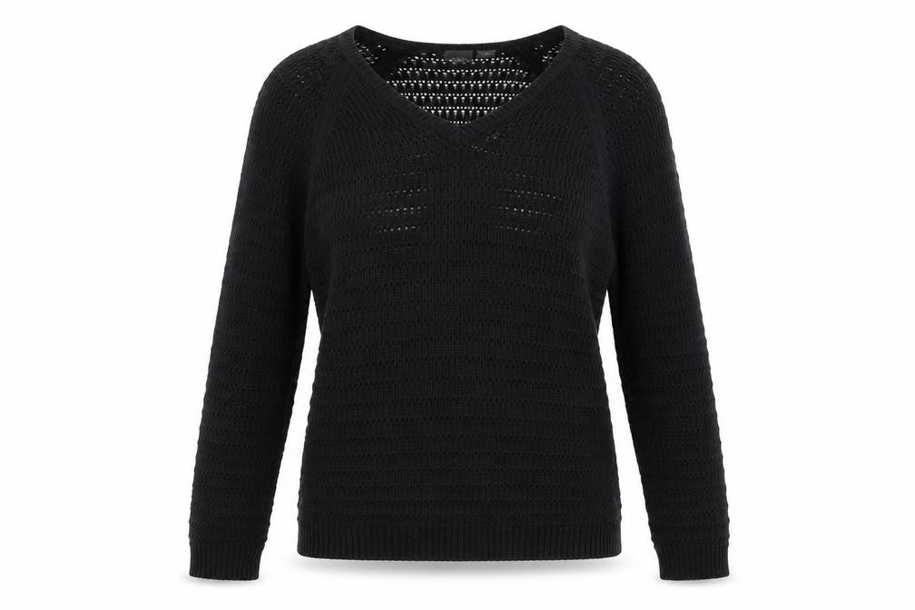 Front view of Armani Exchange Women's Black V-Neck jumper L