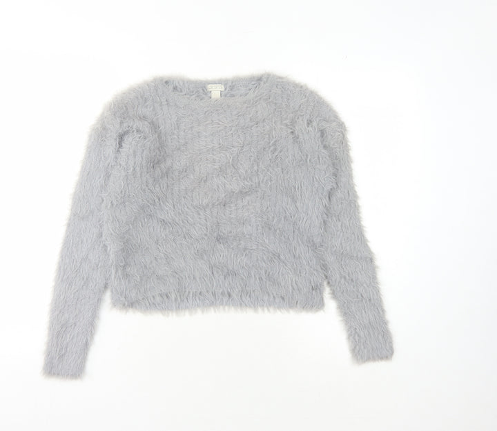 Pull Women's Grey Chunky-Knit Pullover M